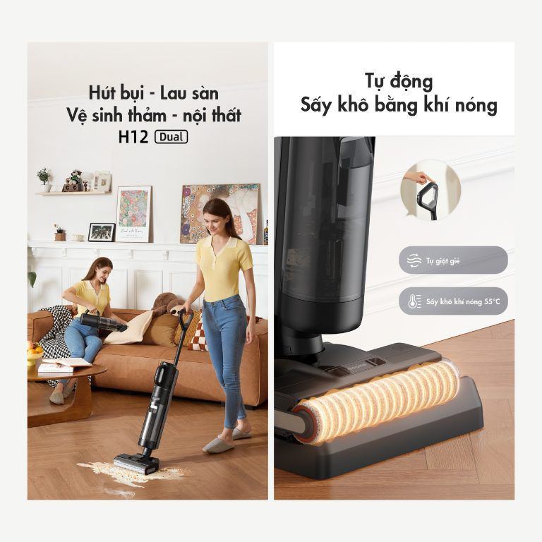 MÁY HÚT BỤI LAU SÀN KHÔ VÀ ƯỚT DREAME H12 DUAL