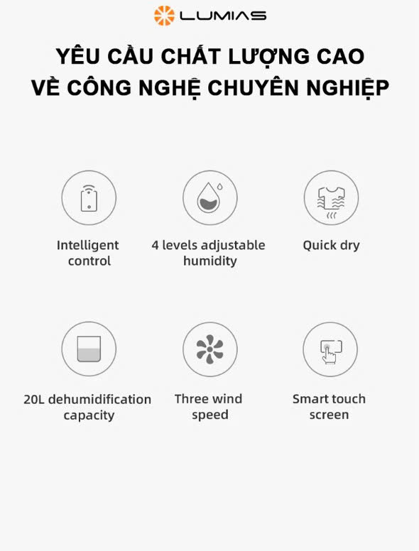 Máy hút ẩm Lumias LMD-20L – 20L/ngày, 20-40m2