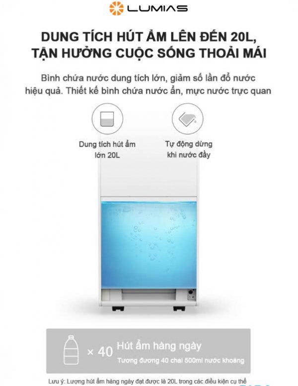 Máy hút ẩm Lumias LMD-20L – 20L/ngày, 20-40m2